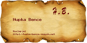 Hupka Bence névjegykártya